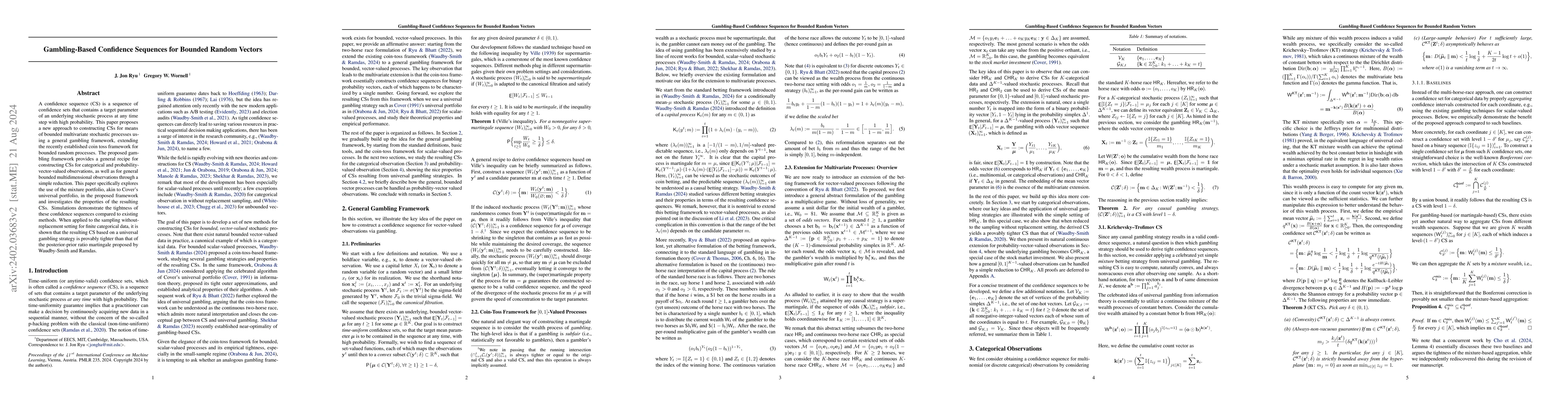 Thumbnail for Gambling-Based Confidence Sequences for Bounded Random Vectors