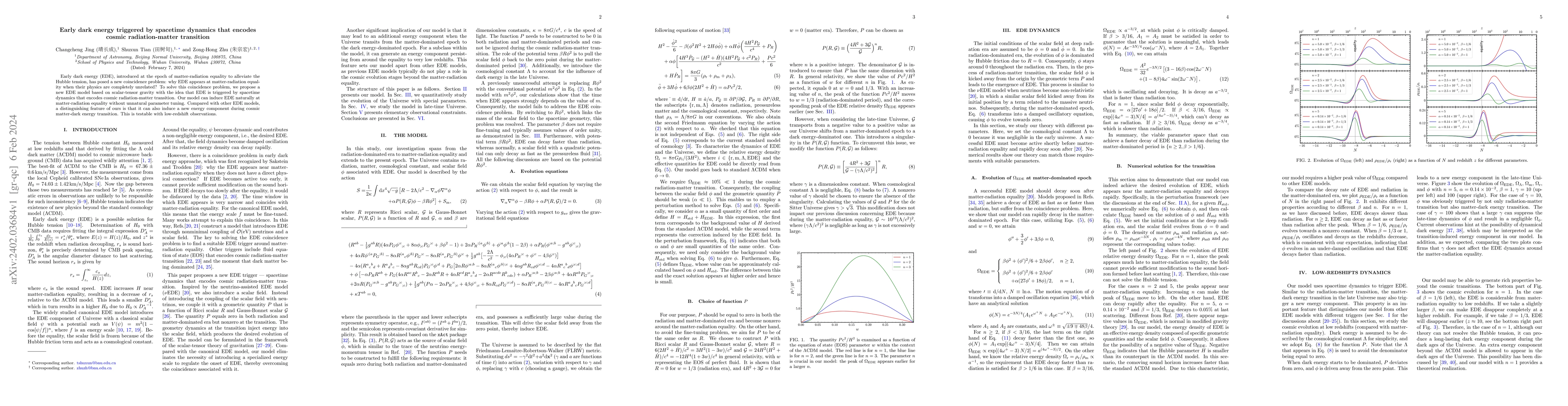 Thumbnail for Early dark energy triggered by spacetime dynamics that encodes cosmic
  radiation-matter transition