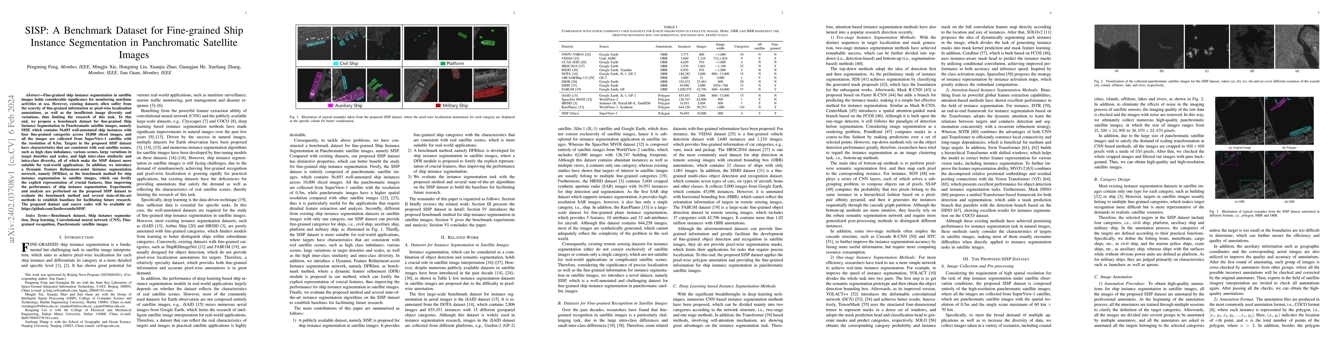 Thumbnail for SISP: A Benchmark Dataset for Fine-grained Ship Instance Segmentation in
  Panchromatic Satellite Images