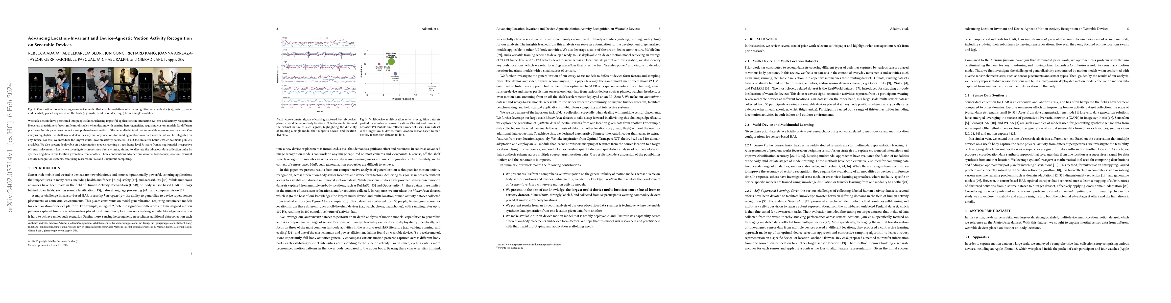 Thumbnail for Advancing Location-Invariant and Device-Agnostic Motion Activity
  Recognition on Wearable Devices