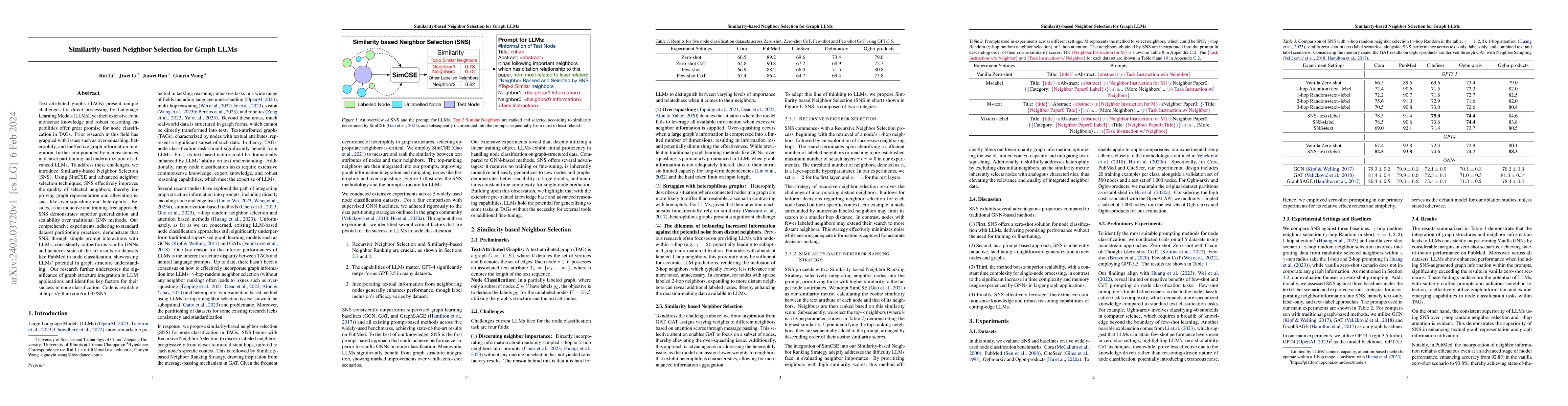 Thumbnail for Similarity-based Neighbor Selection for Graph LLMs
