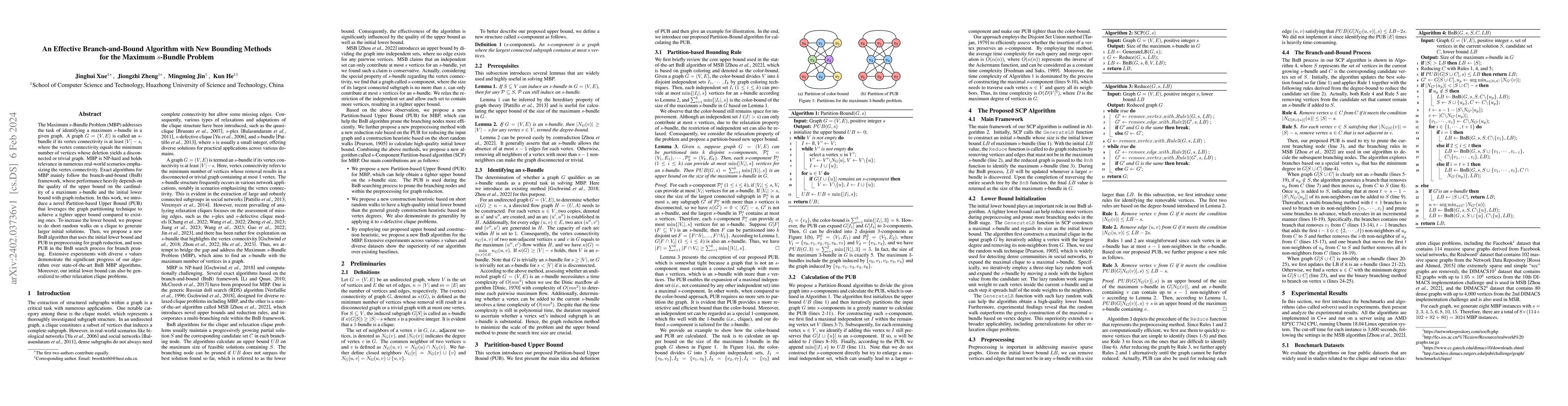 Thumbnail for An Effective Branch-and-Bound Algorithm with New Bounding Methods for
  the Maximum $s$-Bundle Problem