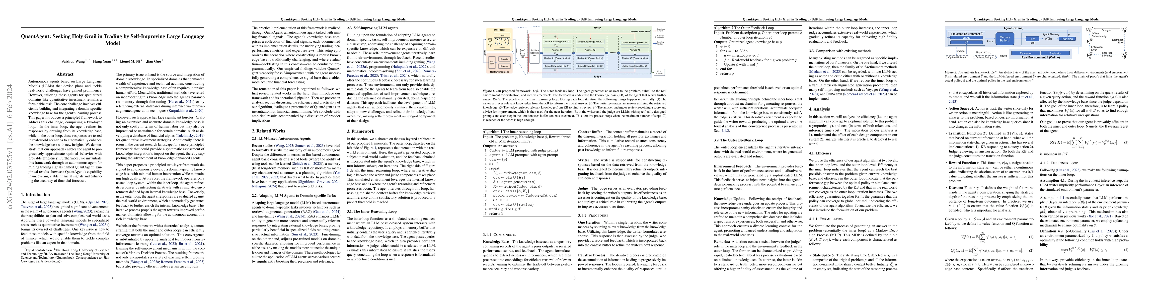 Thumbnail for QuantAgent: Seeking Holy Grail in Trading by Self-Improving Large
  Language Model
