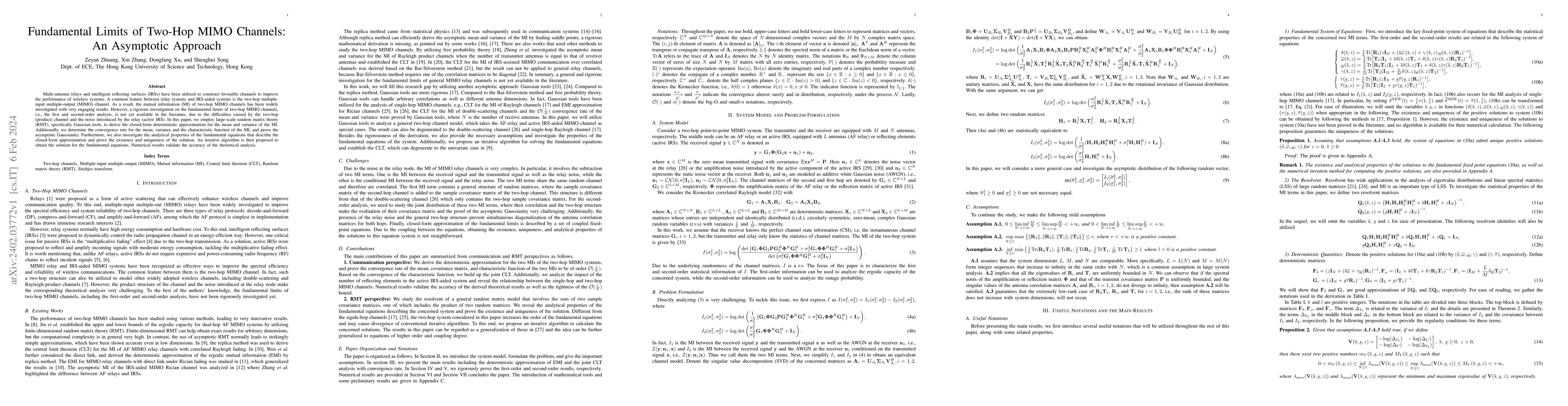 Thumbnail for Fundamental Limits of Two-Hop MIMO Channels: An Asymptotic Approach