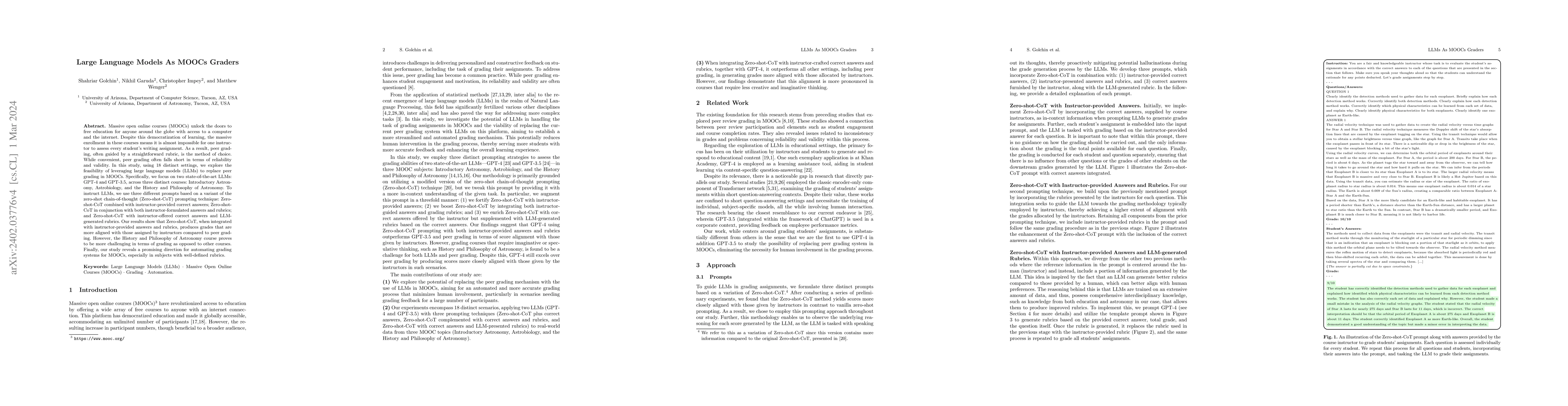 Thumbnail for Large Language Models As MOOCs Graders