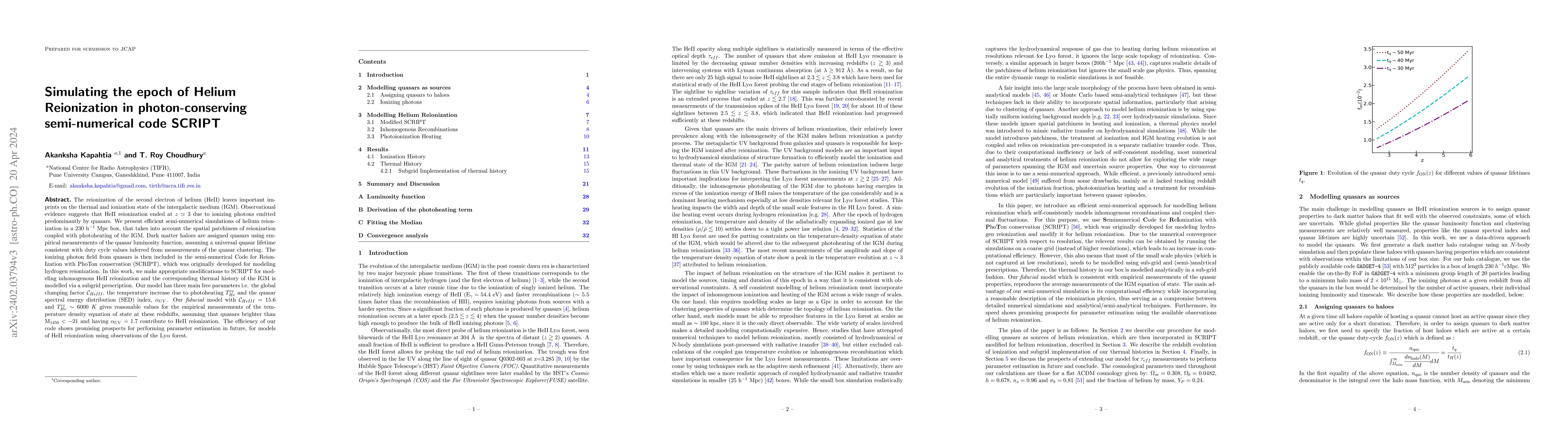 Thumbnail for Simulating the epoch of Helium Reionization in photon-conserving
  semi-numerical code SCRIPT