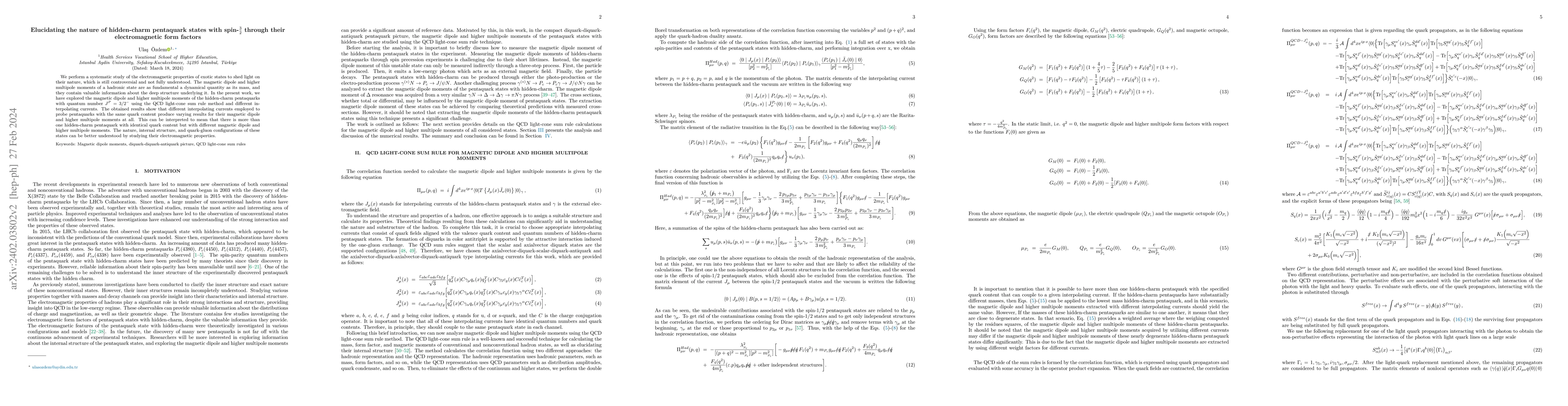 Thumbnail for Elucidating the nature of hidden-charm pentaquark states with
  spin-$\frac{3}{2}$ through their electromagnetic form factors