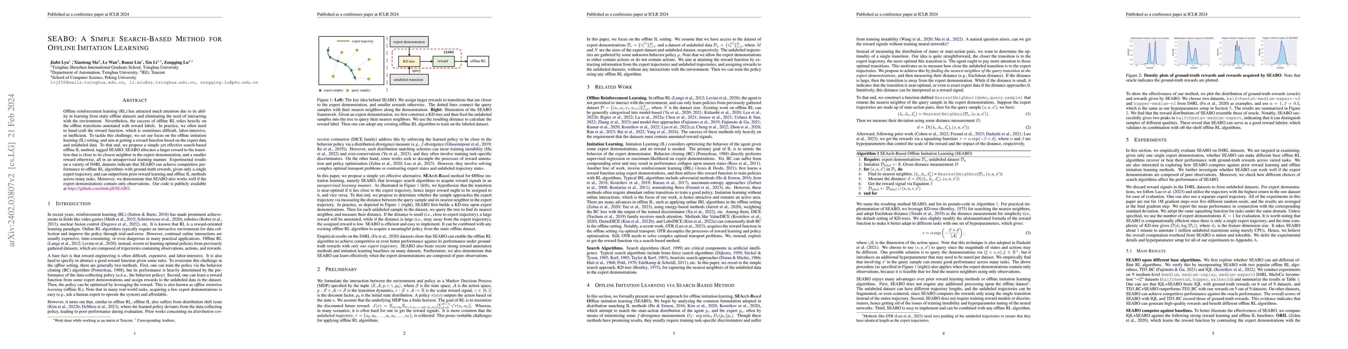 Thumbnail for SEABO: A Simple Search-Based Method for Offline Imitation Learning