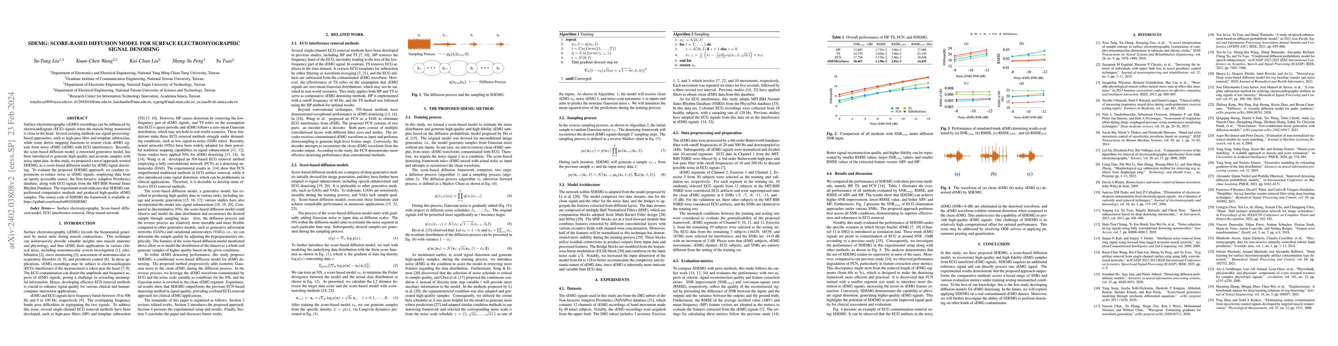 Thumbnail for SDEMG: Score-based Diffusion Model for Surface Electromyographic Signal
  Denoising