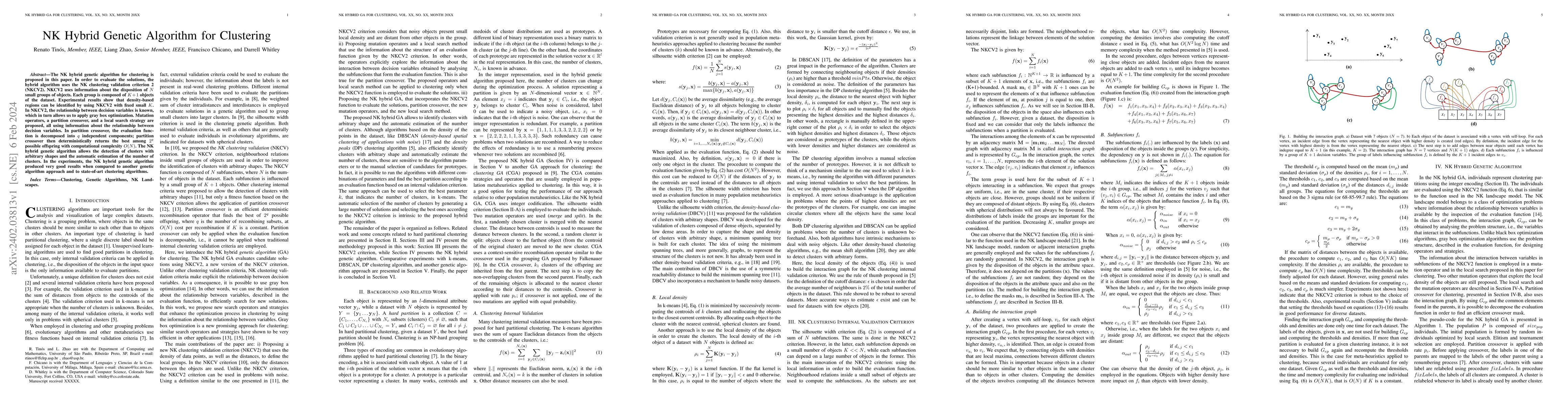 Thumbnail for NK Hybrid Genetic Algorithm for Clustering