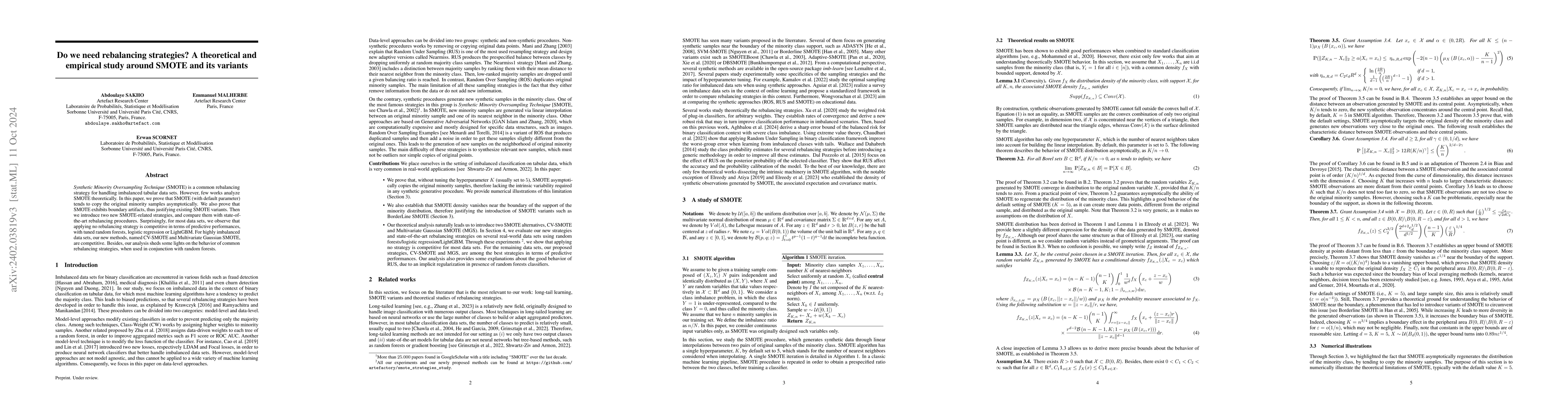 Thumbnail for Do we need rebalancing strategies? A theoretical and empirical study
  around SMOTE and its variants