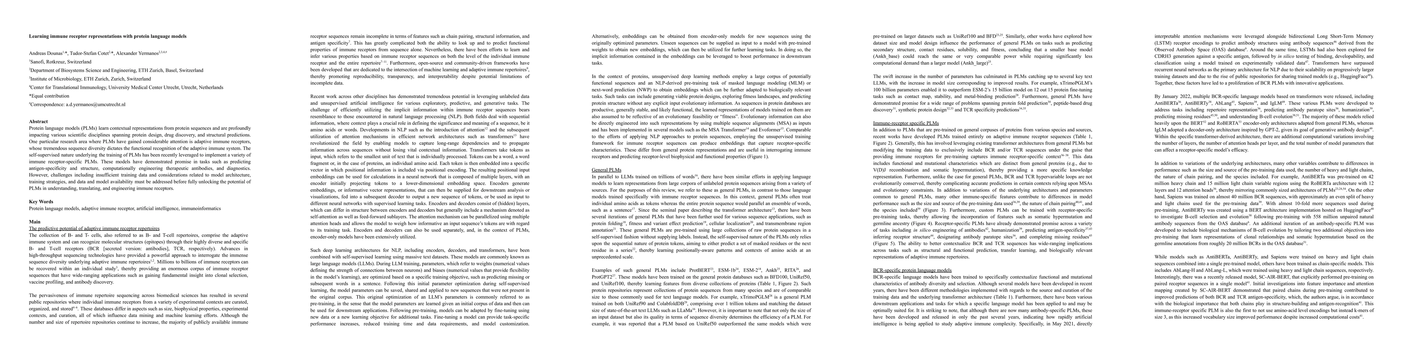Thumbnail for Learning immune receptor representations with protein language models