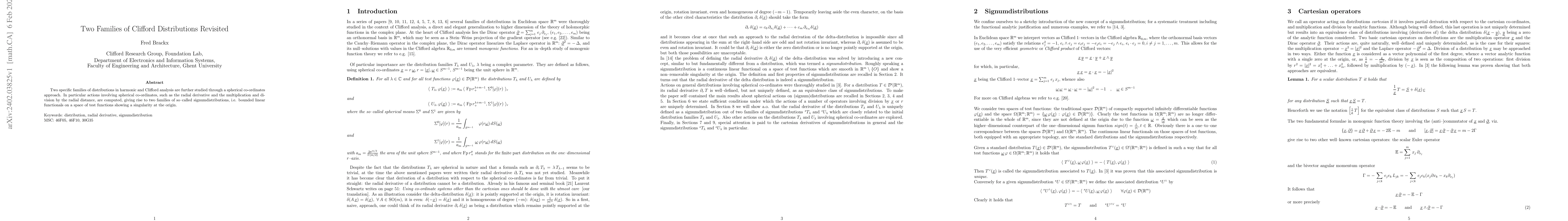 Thumbnail for Two Families of Clifford Distributions Revisited