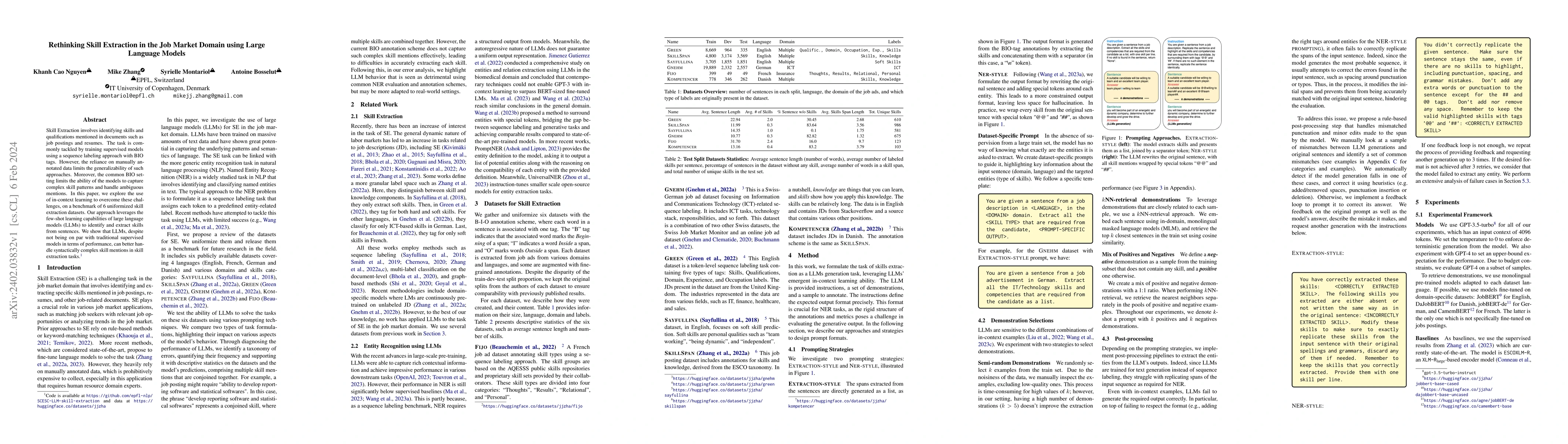 Thumbnail for Rethinking Skill Extraction in the Job Market Domain using Large
  Language Models