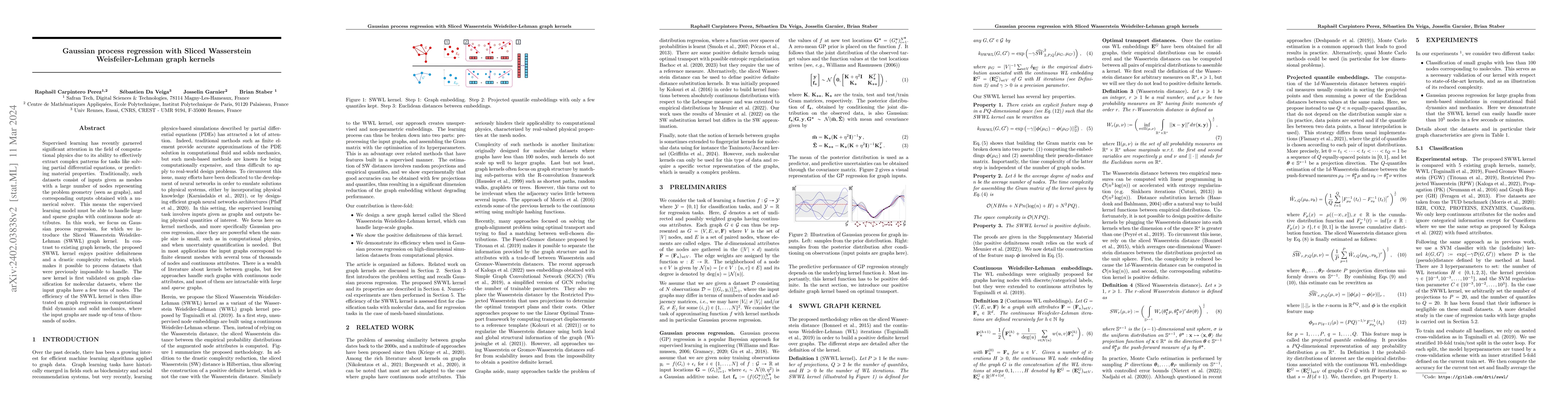Thumbnail for Gaussian process regression with Sliced Wasserstein Weisfeiler-Lehman
  graph kernels