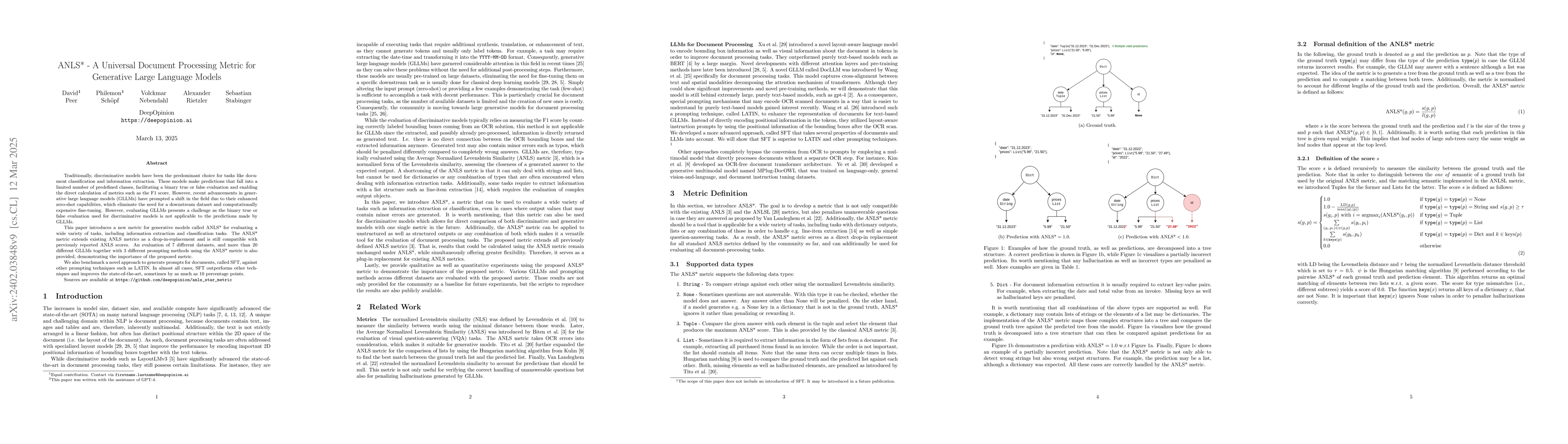 Thumbnail for ANLS* -- A Universal Document Processing Metric for Generative Large
  Language Models