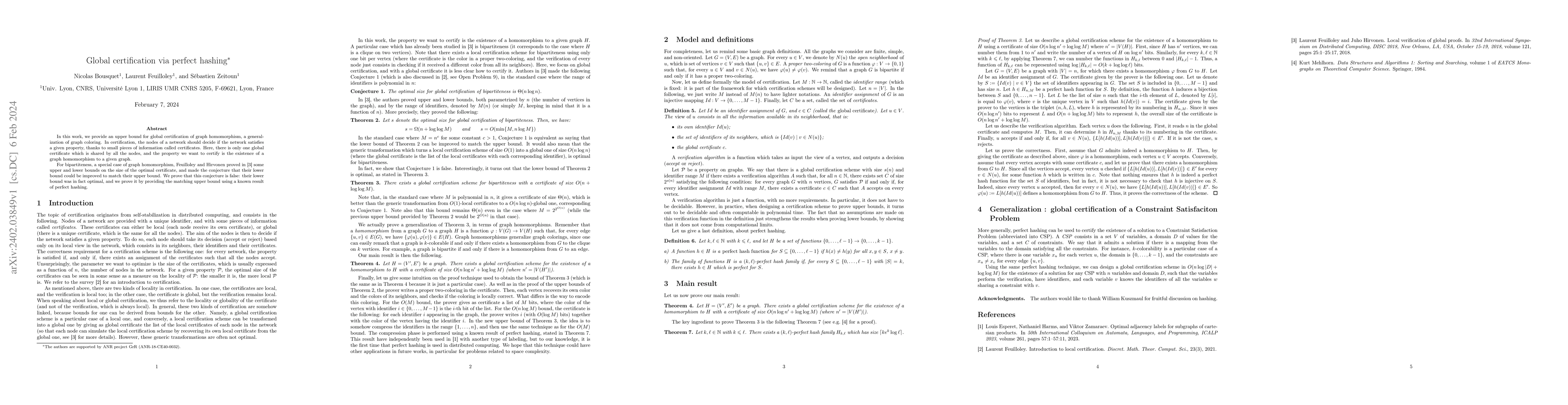 Thumbnail for Global certification via perfect hashing