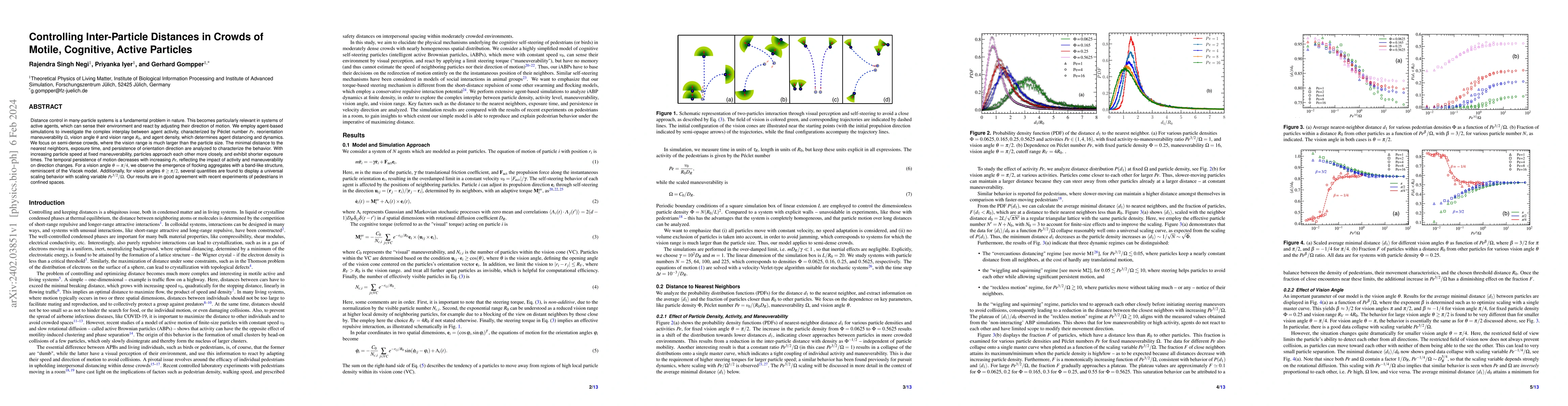 Thumbnail for Controlling Inter-Particle Distances in Crowds of Motile, Cognitive,
  Active Particles