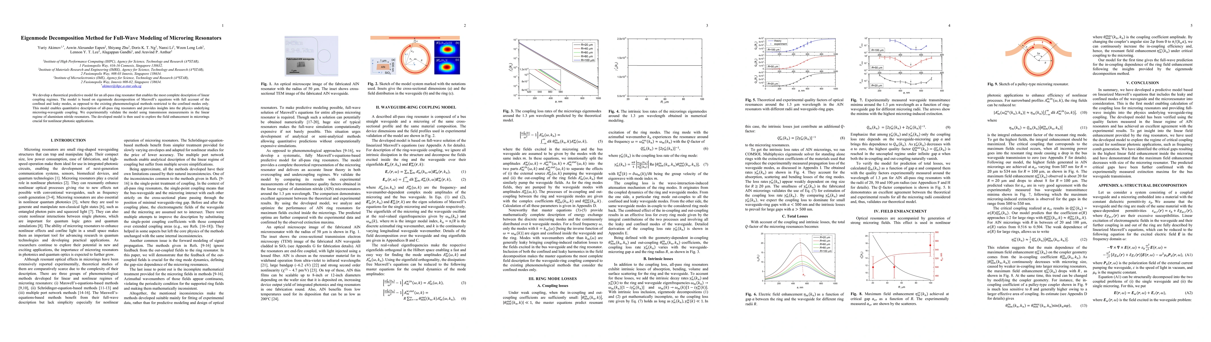 Thumbnail for Eigenmode Decomposition Method for Full-Wave Modeling of Microring
  Resonators