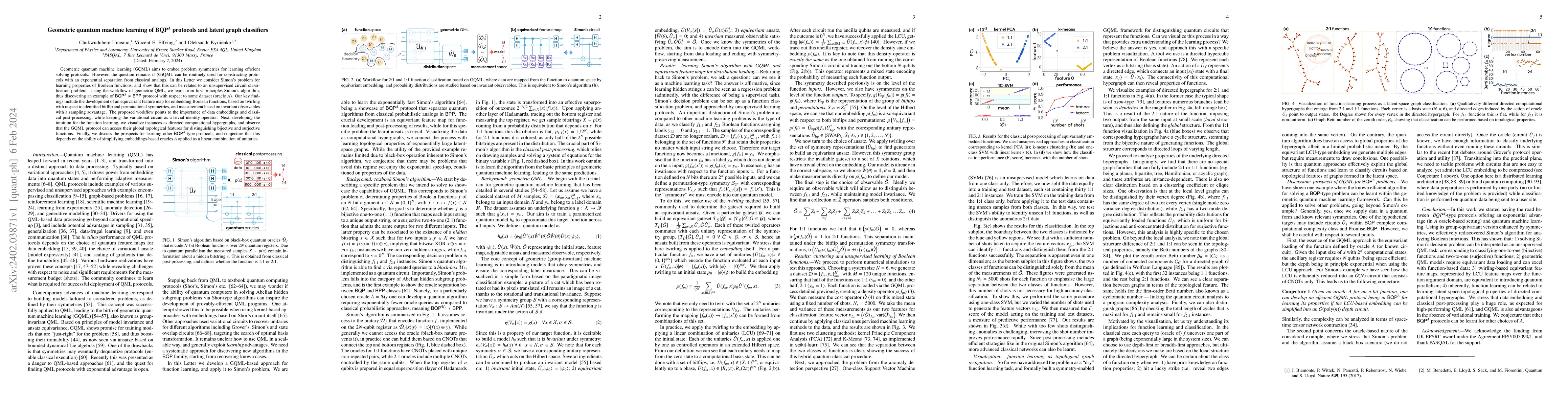 Thumbnail for Geometric quantum machine learning of BQP$^A$ protocols and latent graph
  classifiers