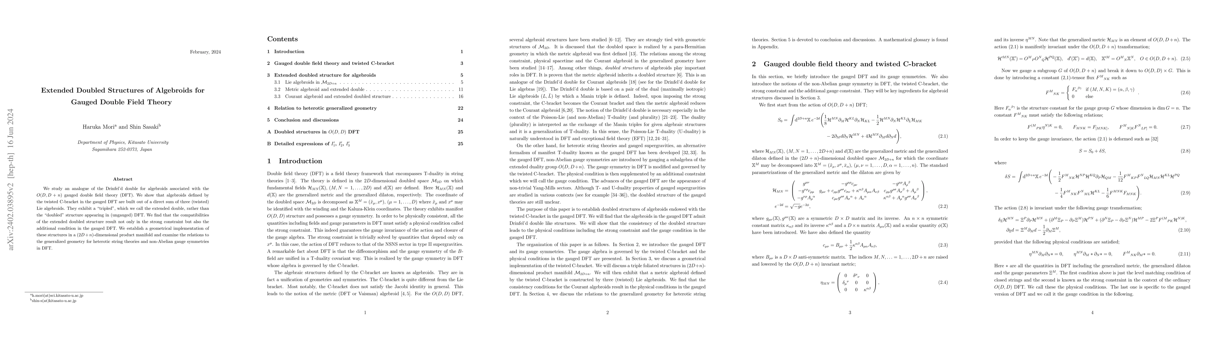 Thumbnail for Extended Doubled Structures of Algebroids for Gauged Double Field Theory