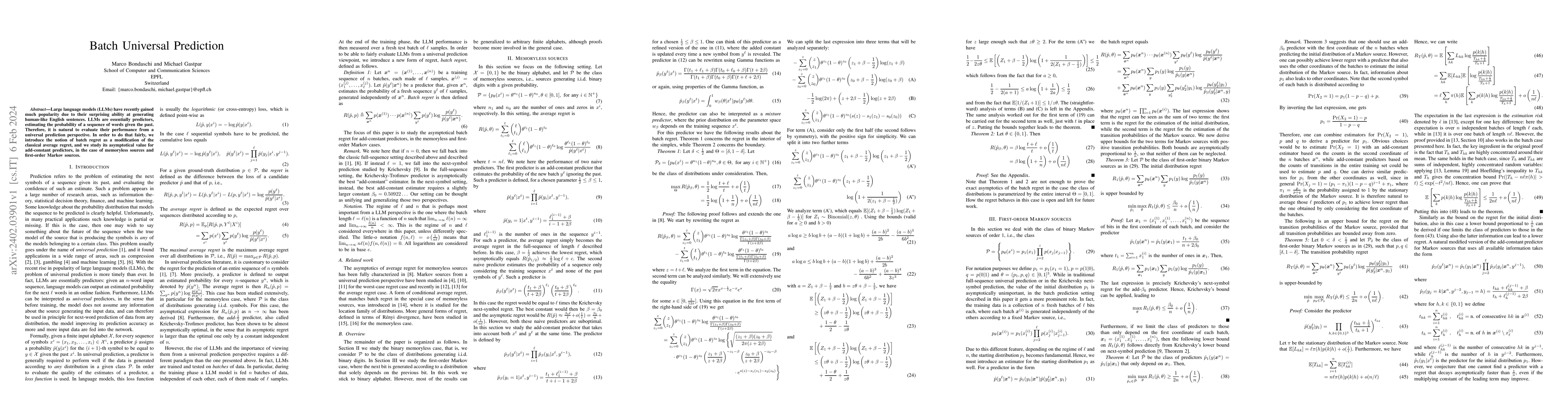 Thumbnail for Batch Universal Prediction