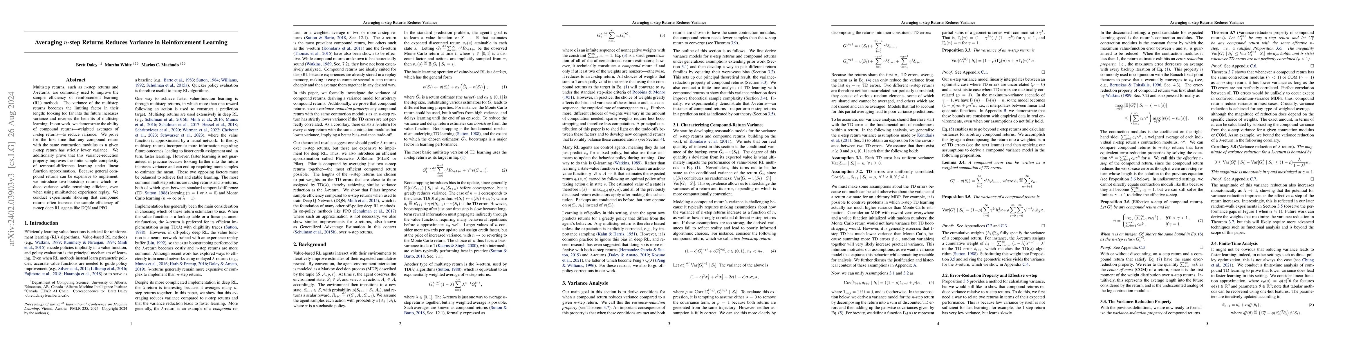 Thumbnail for Averaging $n$-step Returns Reduces Variance in Reinforcement Learning