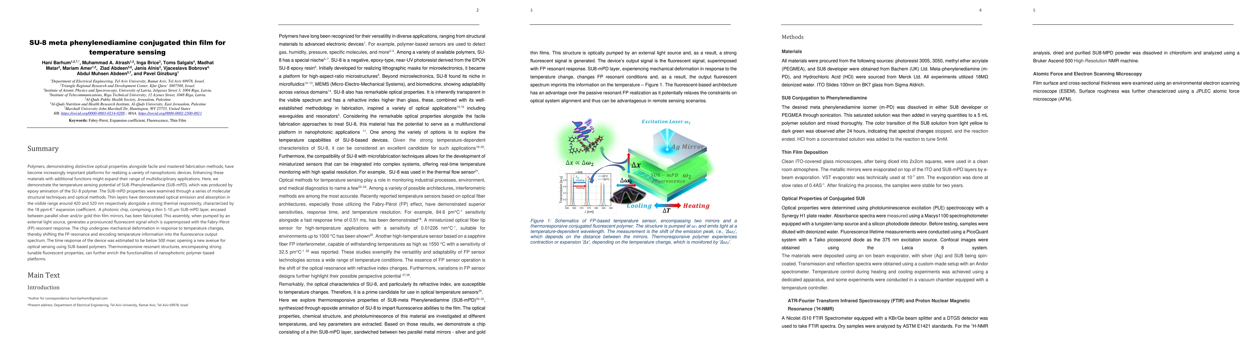 Thumbnail for SU-8 meta phenylenediamine conjugated thin film for temperature sensing