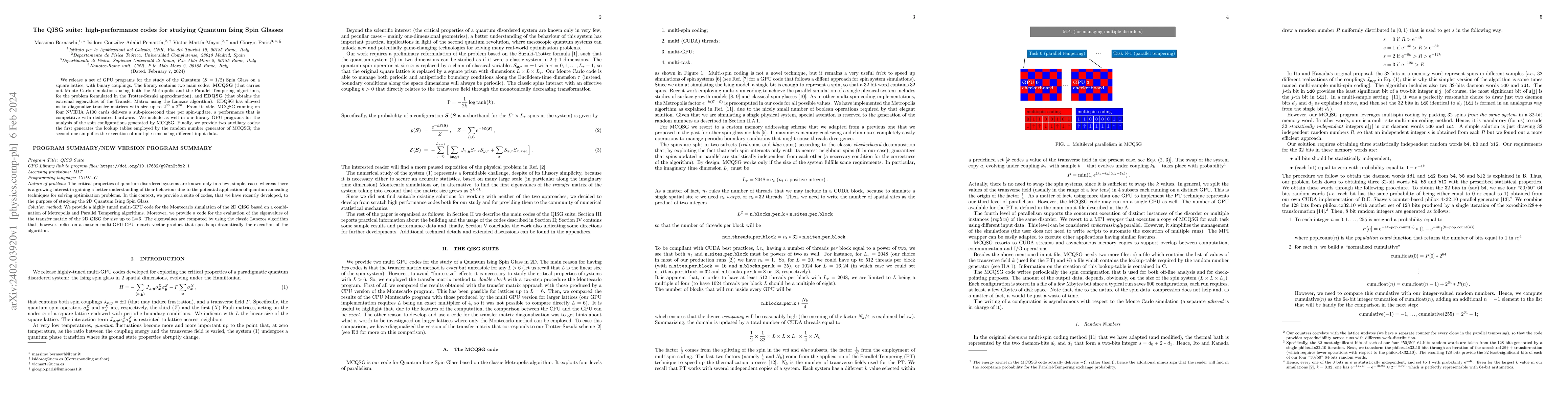 Thumbnail for The QISG suite: high-performance codes for studying Quantum Ising Spin
  Glasses