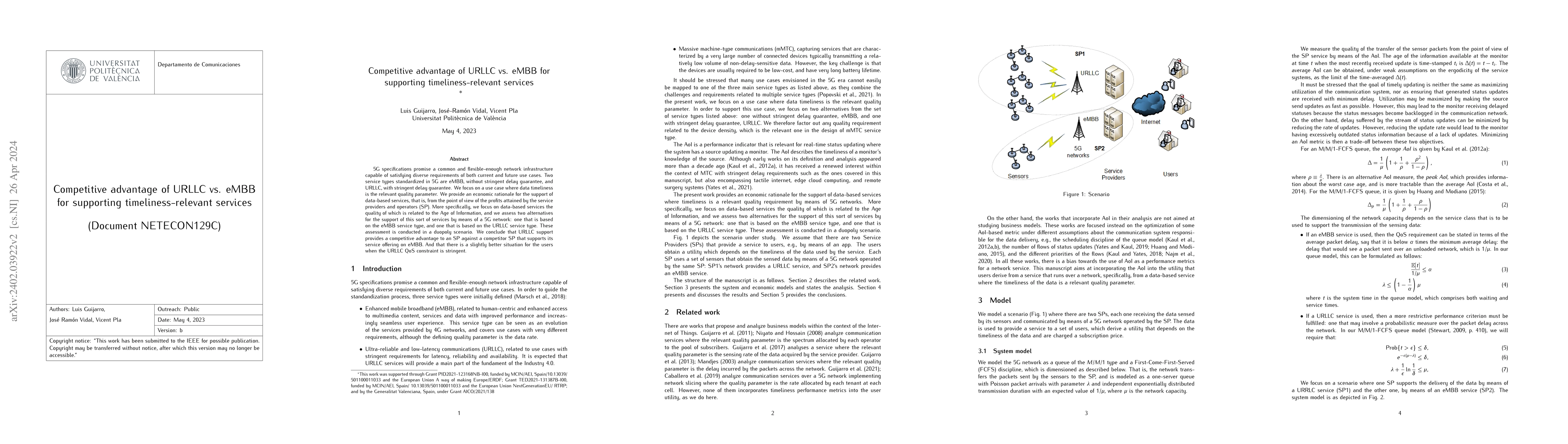 Thumbnail for Competitive advantage of URLLC vs. eMBB for supporting
  timeliness-relevant services
