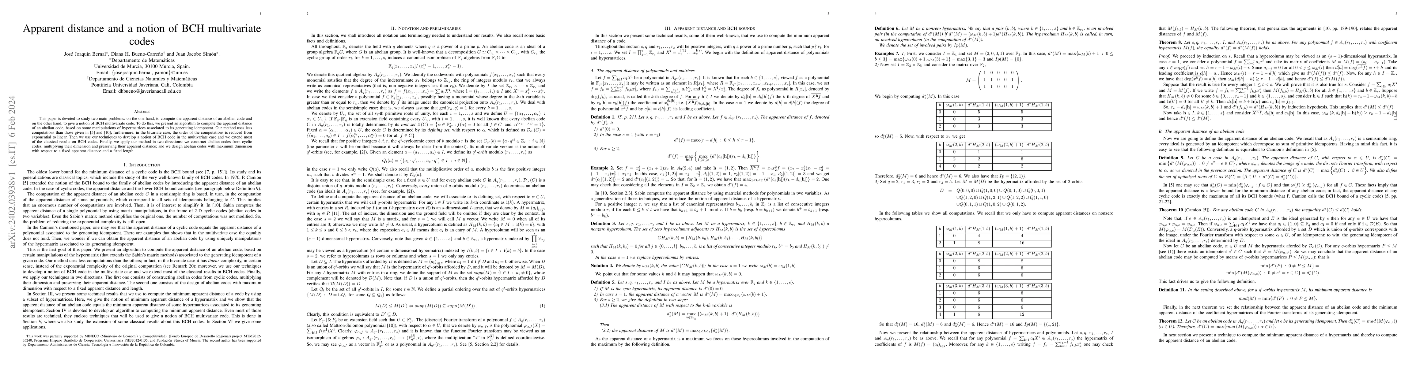 Thumbnail for Apparent Distance and a Notion of BCH Multivariate Codes