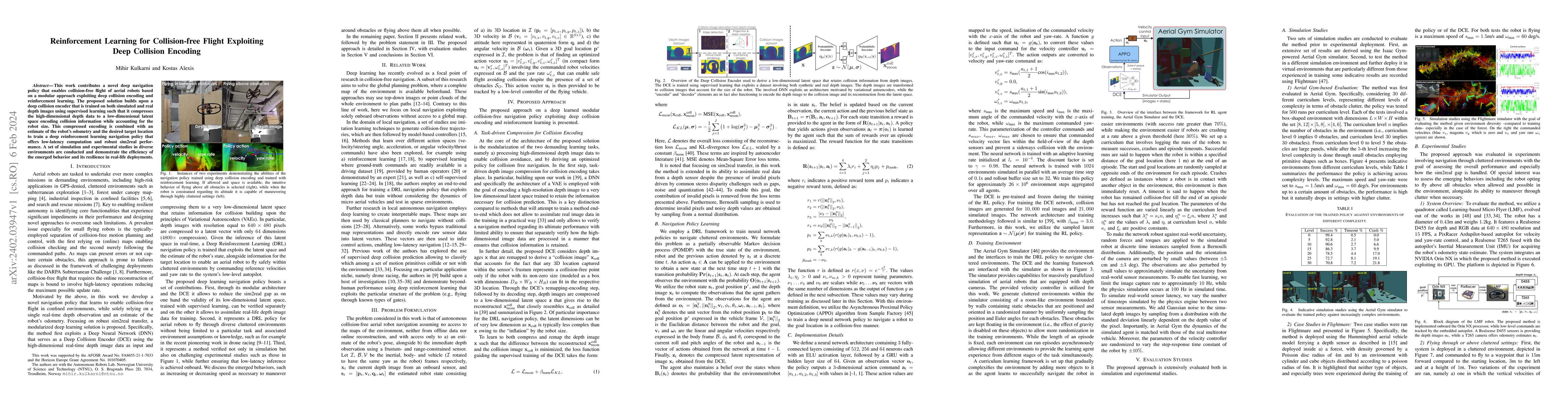 Thumbnail for Reinforcement Learning for Collision-free Flight Exploiting Deep
  Collision Encoding