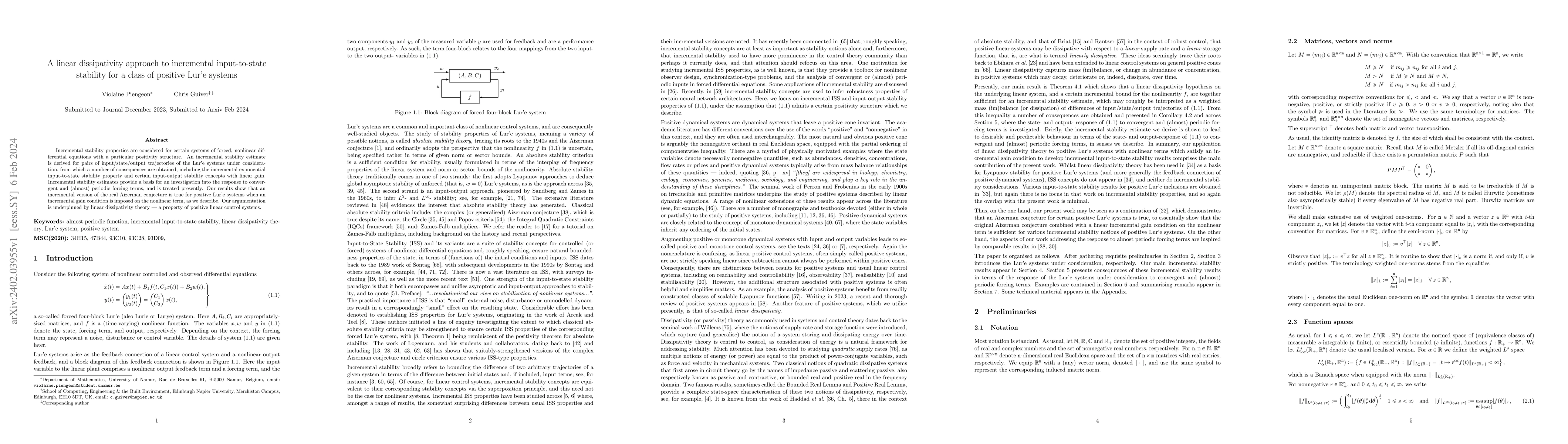 Thumbnail for A linear dissipativity approach to incremental input-to-state stability
  for a class of positive Lur'e systems