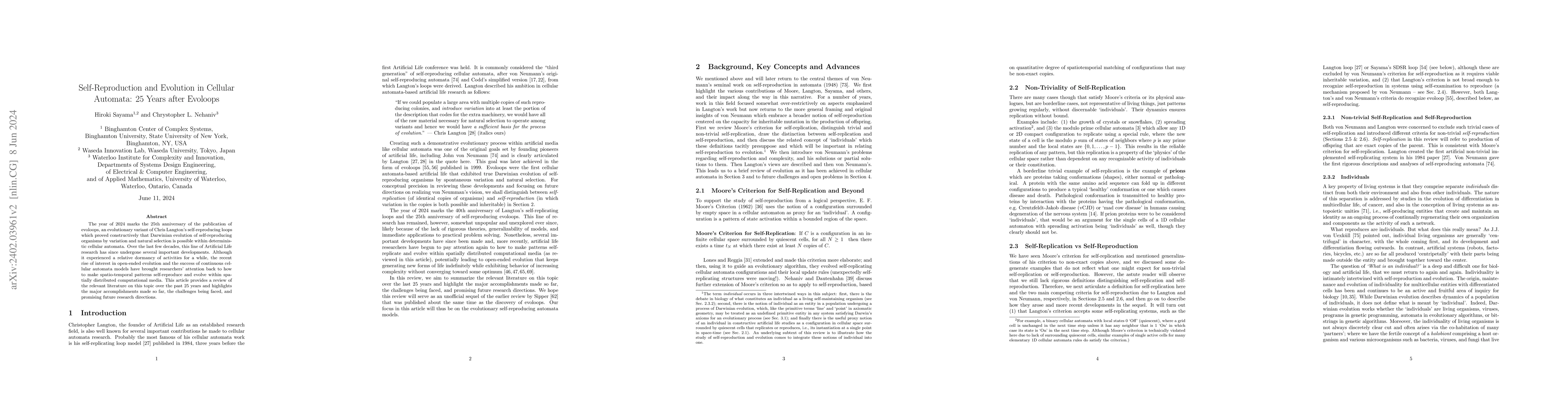 Thumbnail for Self-Reproduction and Evolution in Cellular Automata: 25 Years after
  Evoloops