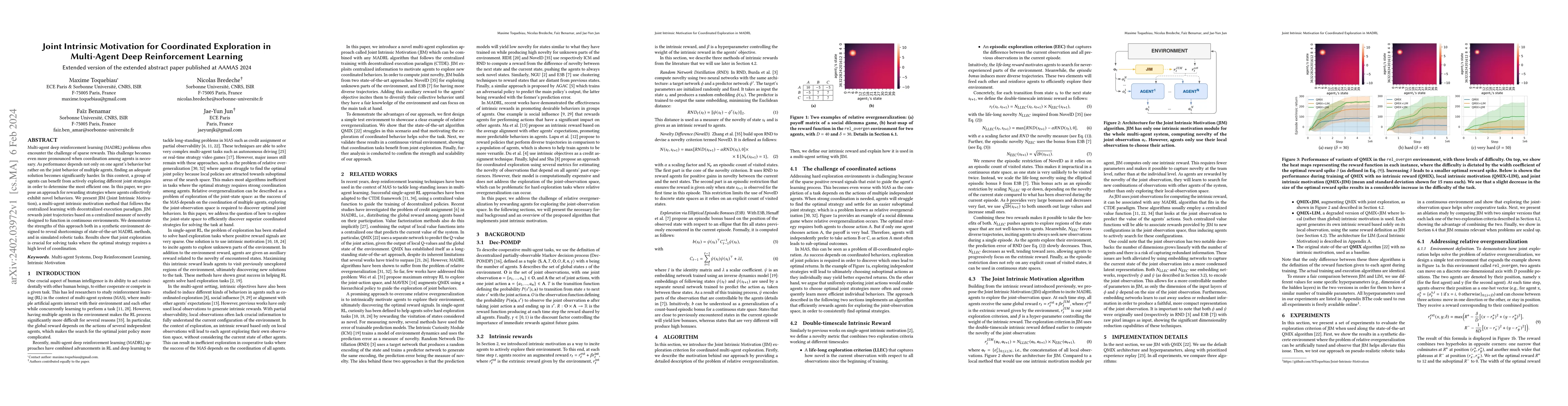 Thumbnail for Joint Intrinsic Motivation for Coordinated Exploration in Multi-Agent
  Deep Reinforcement Learning