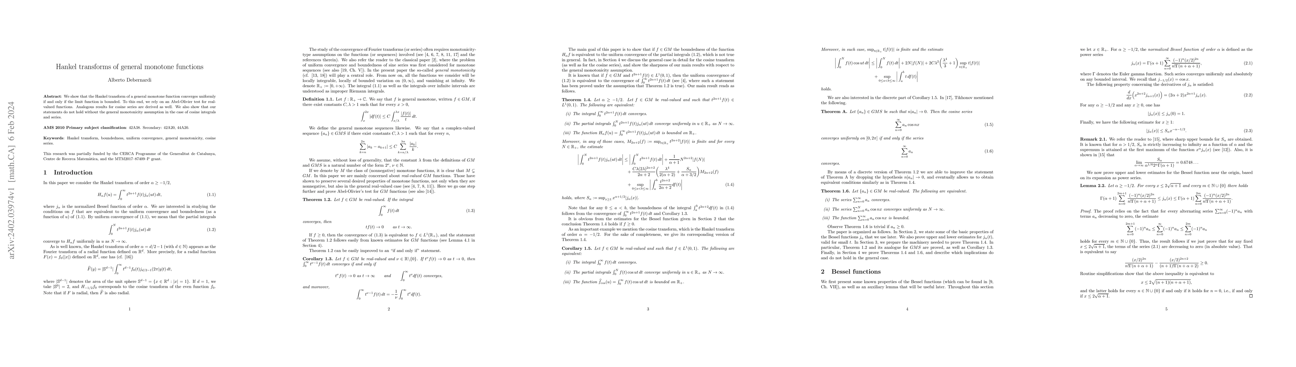 Thumbnail for Hankel transforms of general monotone functions