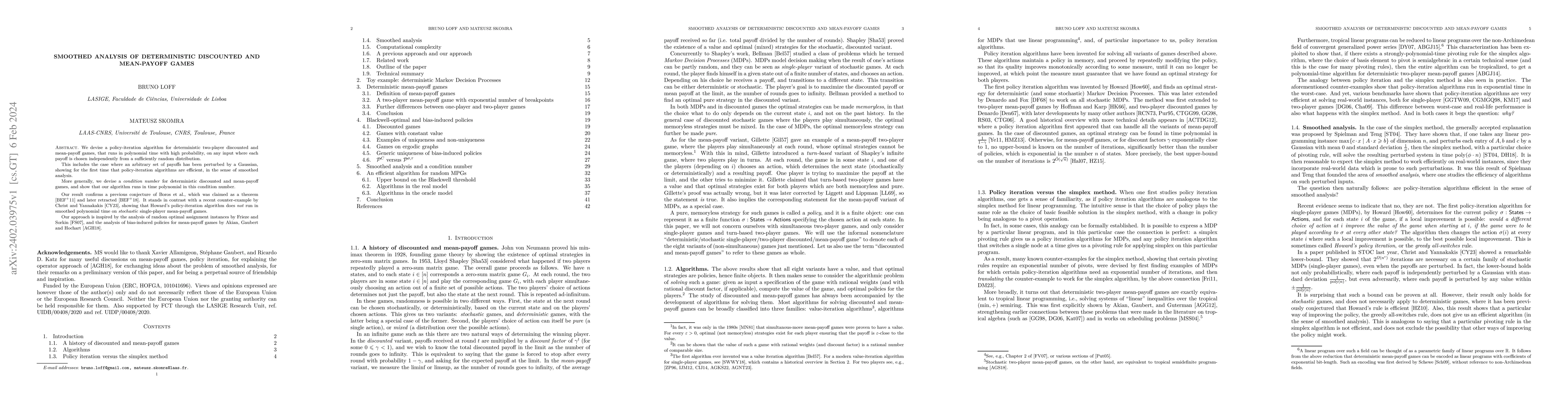Thumbnail for Smoothed analysis of deterministic discounted and mean-payoff games