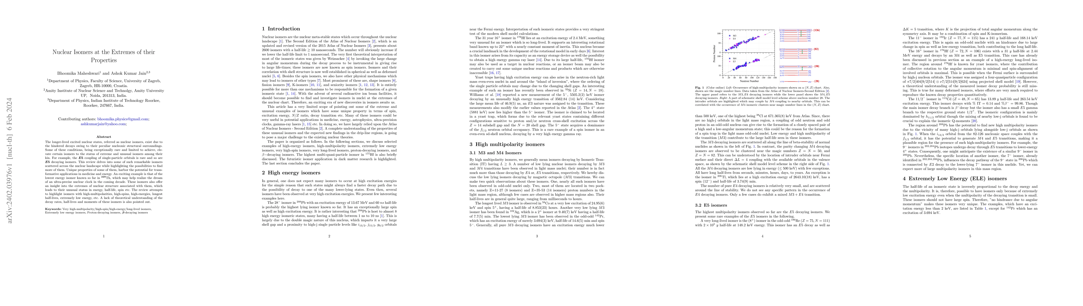 Thumbnail for Nuclear Isomers at the Extremes of their Properties