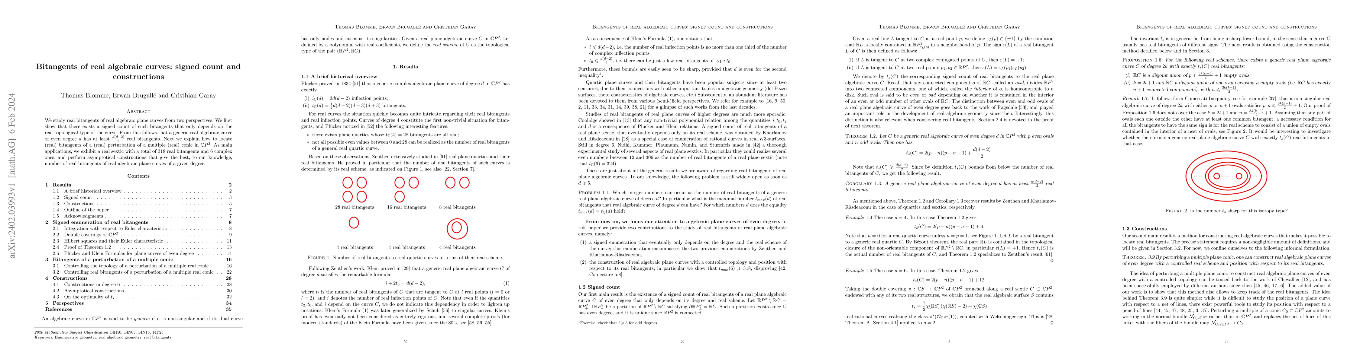 Thumbnail for Bitangents of real algebraic curves: signed count and constructions