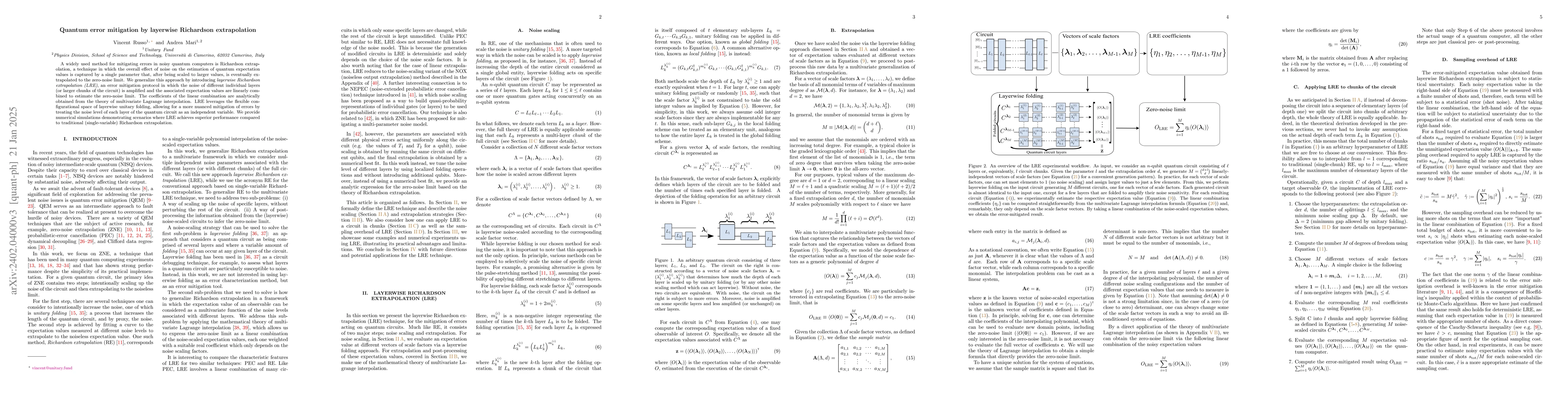 Thumbnail for Quantum error mitigation by layerwise Richardson extrapolation