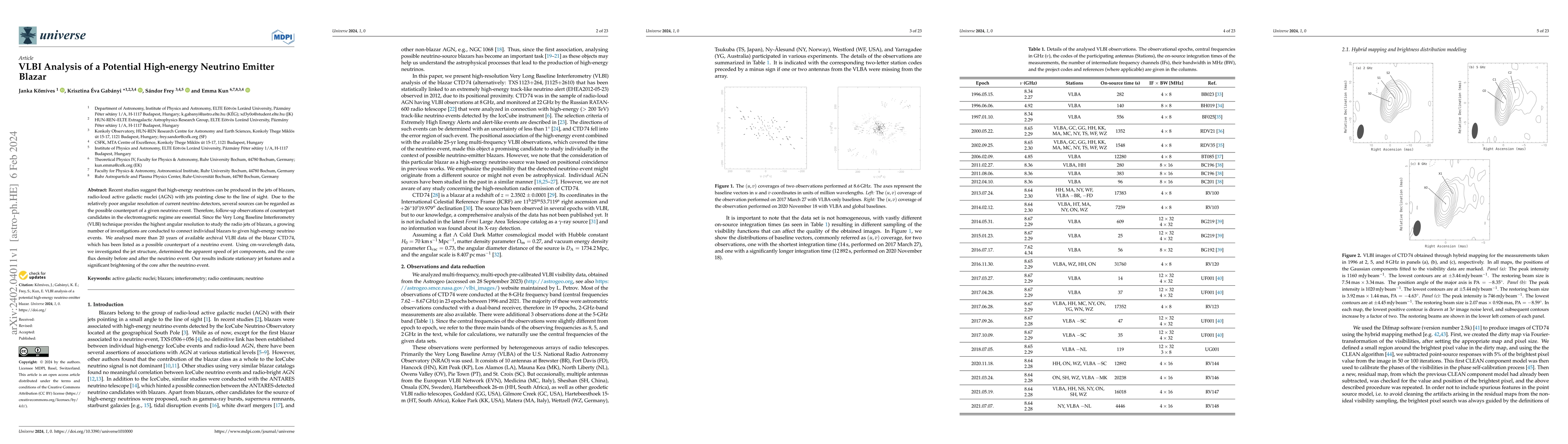 Thumbnail for VLBI Analysis of a Potential High-Energy Neutrino Emitter Blazar