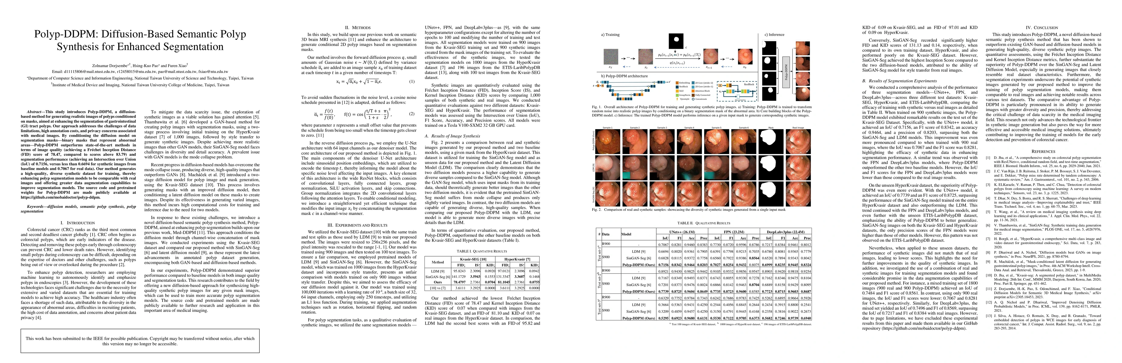Thumbnail for Polyp-DDPM: Diffusion-Based Semantic Polyp Synthesis for Enhanced
  Segmentation