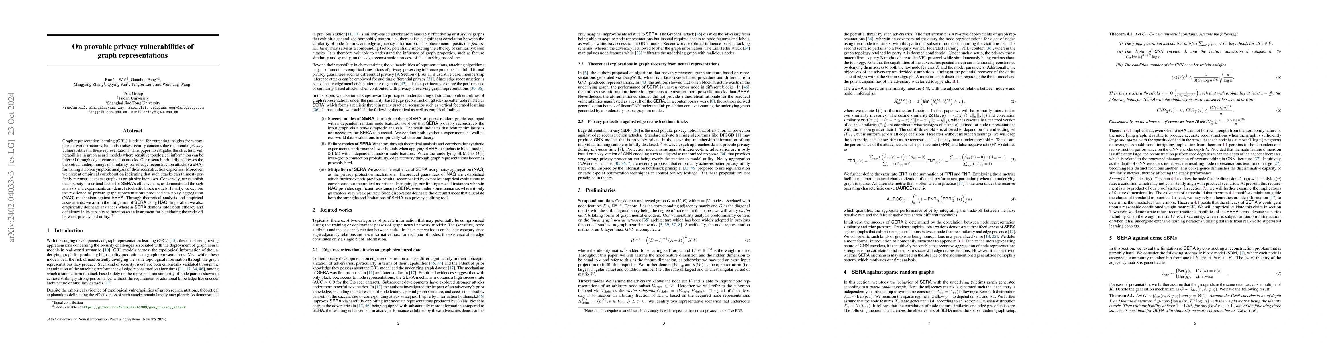 Thumbnail for On provable privacy vulnerabilities of graph representations