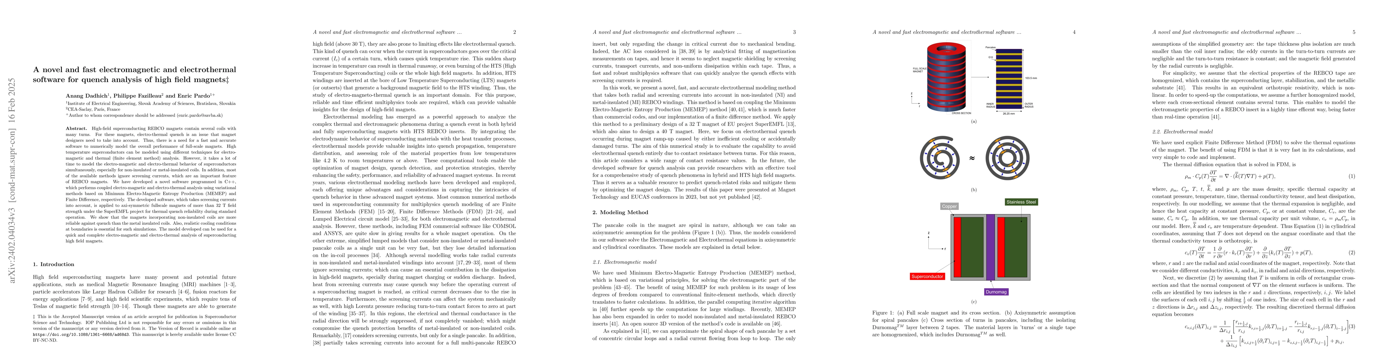 Thumbnail for A novel and coupled Electromagnetic and Electrothermal software for
  quench analysis of high field magnets