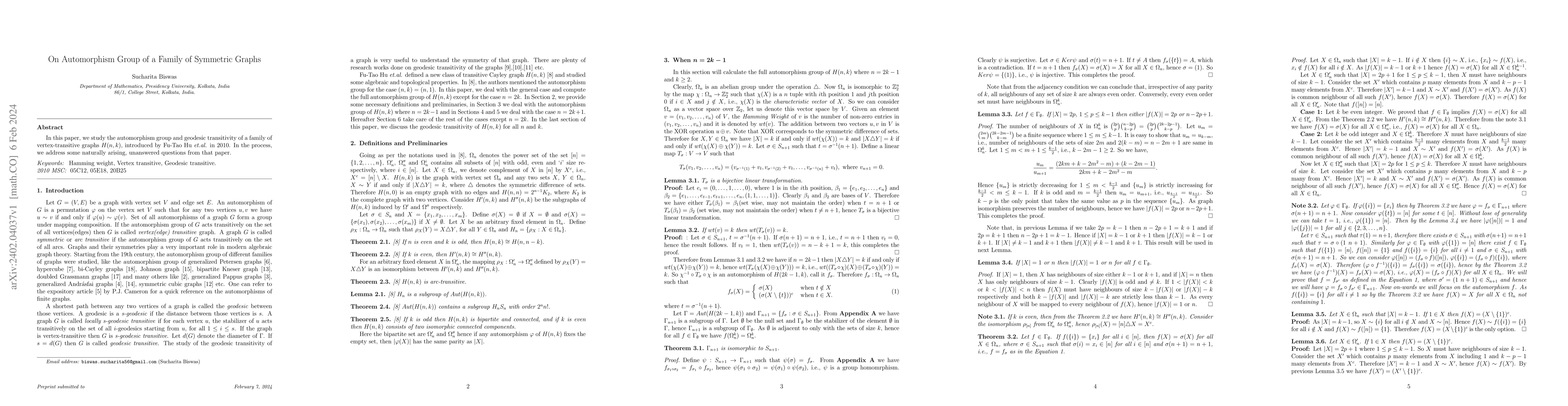 Thumbnail for On Automorphism Group of a Family of Symmetric Graphs