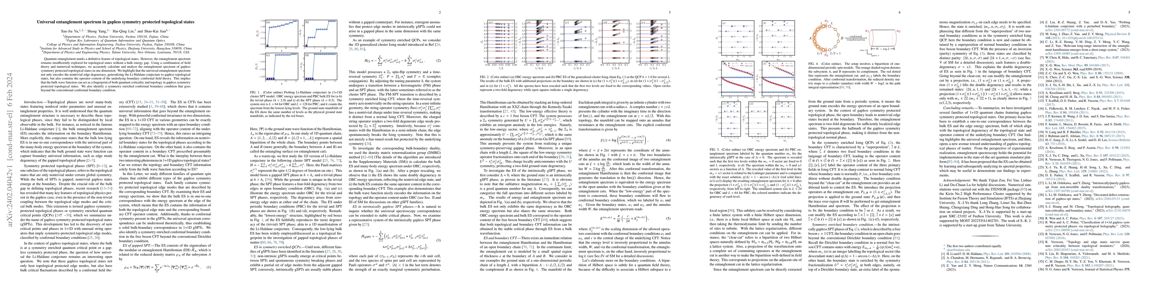 Thumbnail for Universal entanglement spectrum in gapless symmetry protected
  topological states