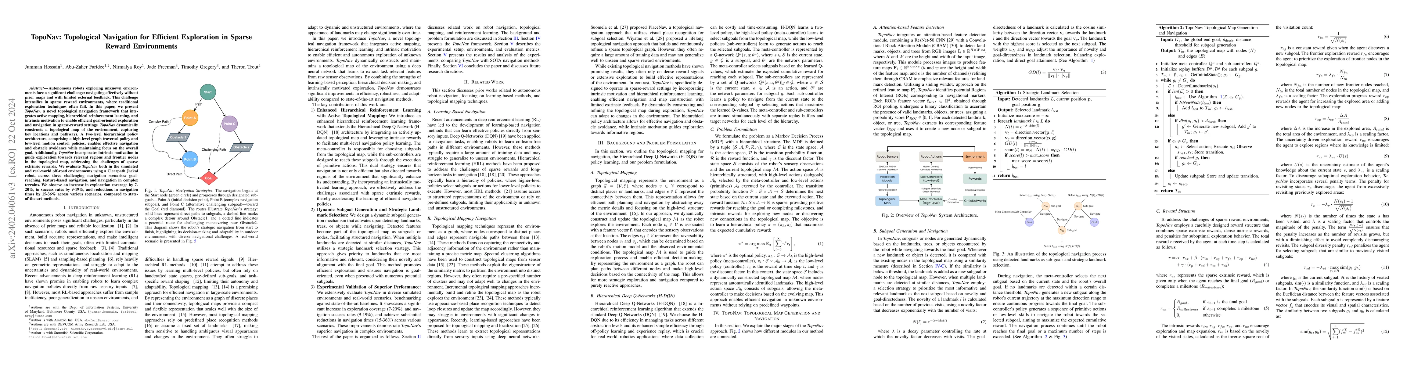 Thumbnail for TopoNav: Topological Navigation for Efficient Exploration in Sparse
  Reward Environments