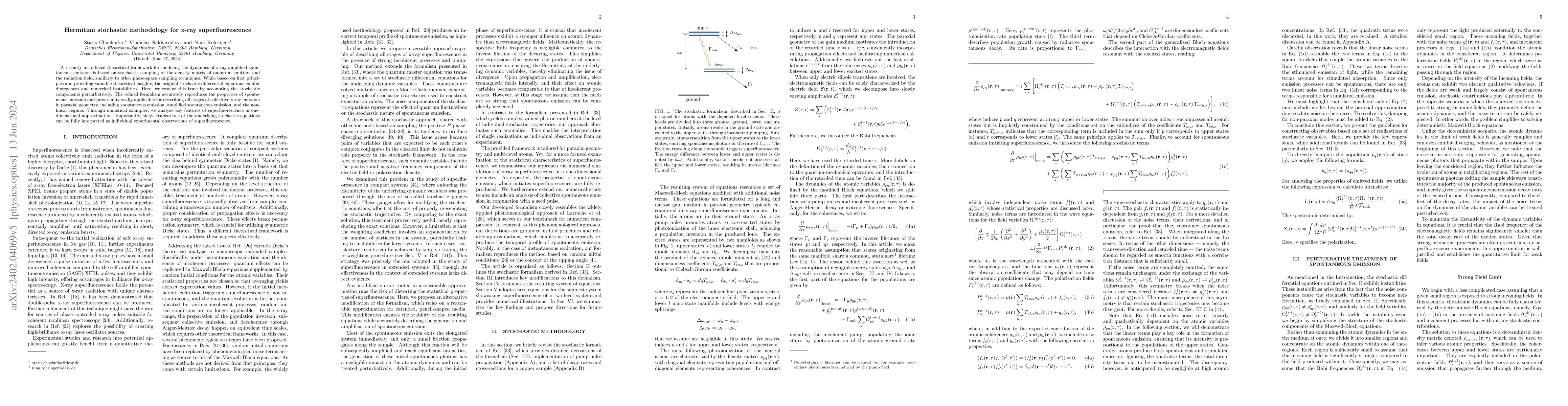 Thumbnail for Hermitian stochastic methodology for X-ray superfluorescence