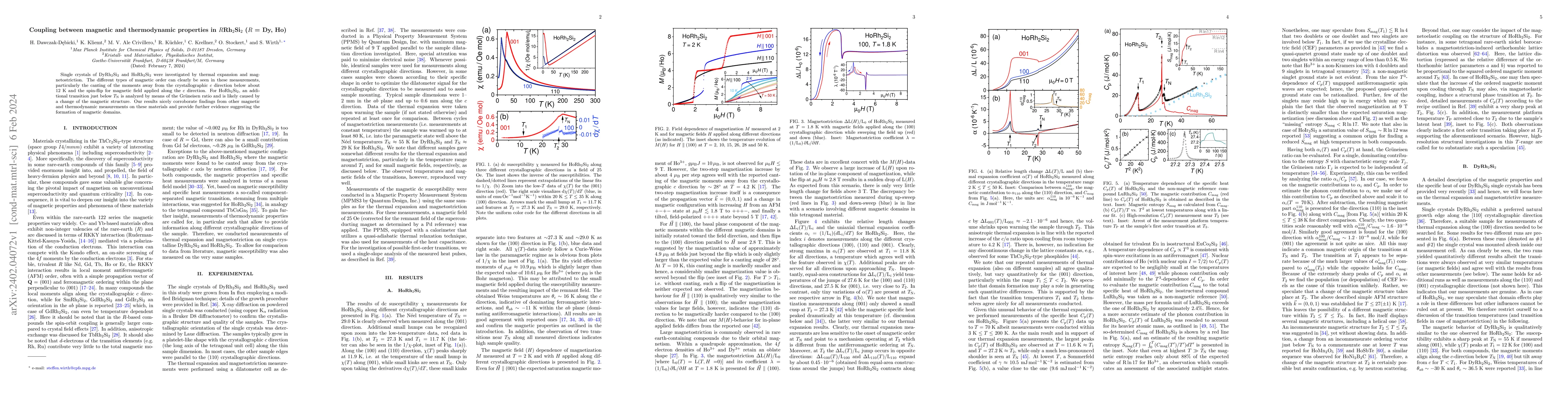 Thumbnail for Coupling between magnetic and thermodynamic properties in
  $R$Rh$_2$Si$_2$ ($R$ = Dy, Ho)