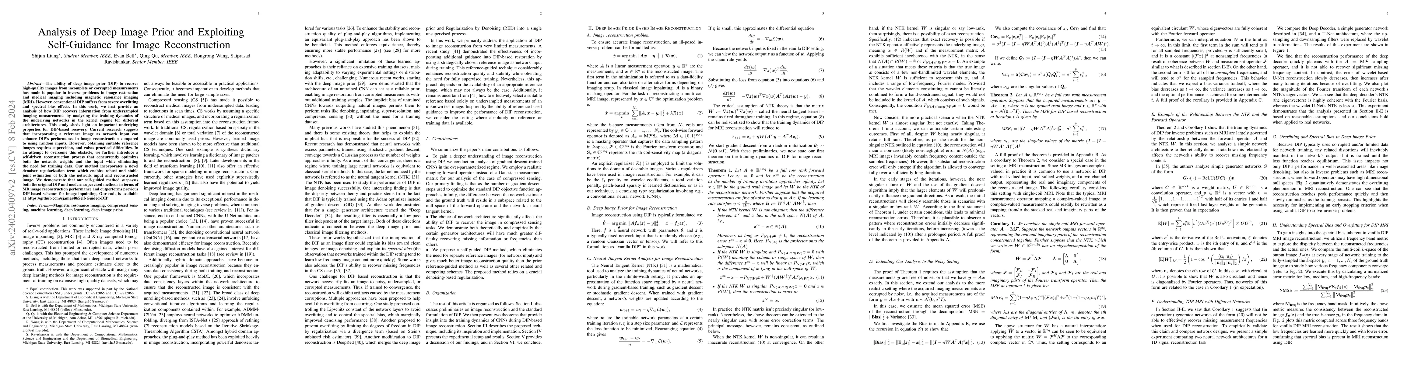 Thumbnail for Analysis of Deep Image Prior and Exploiting Self-Guidance for Image
  Reconstruction